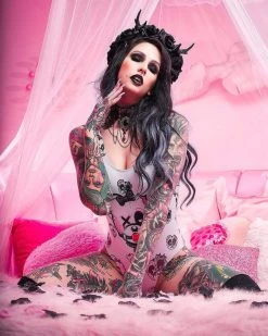 Scummy Bears CLOTHES AND STUFF BONDAGE BEARS (GOTH AF) - BODY SUIT (BABYDOLL PINK)