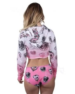 Scummy Bears BONDAGE BEARS (GOTH AF) - CROP HOODIE (BABYDOLL PINK) CLOTHES AND STUFF