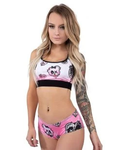 Scummy Bears BONDAGE BEARS (GOTH AF) - SPORTS BRA (BABYDOLL PINK)