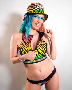 TOPS COM3T X SCUMMY BEARS - SPACE KANDI - ZIPPERED SPORTS BRA