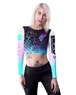 DION TIMMER X SCUMMY BEARS - FUTUREWAVE - LONG SLEEVE CROP TOP
