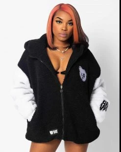 Scummy Bears CLOTHES AND STUFF FUZZY THINGZZ - OVERSIZED HIBERNATION JACKET (BLACK/WHITE)