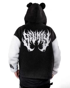 Scummy Bears CLOTHES AND STUFF FUZZY THINGZZ - OVERSIZED HIBERNATION JACKET (BLACK/WHITE)