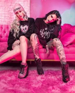 Scummy Bears CLOTHES AND STUFF BRATTY BEAR (GOTH AF) - CROP SWEATSHIRT (BLACK)