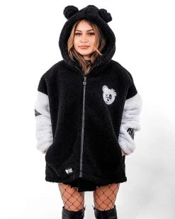 Scummy Bears CLOTHES AND STUFF FUZZY THINGZZ - OVERSIZED HIBERNATION JACKET (BLACK/WHITE)