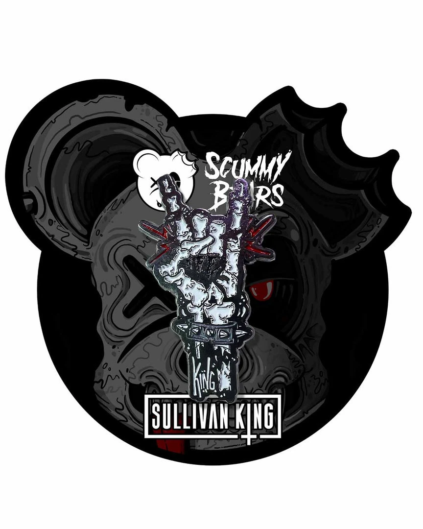SULLIVAN KING X SCUMMY BEARS - HORNS UP SKELETAL PIN ACCESSORIES 3 SULLIVAN KING X SCUMMY BEARS - HORNS UP SKELETAL PIN ACCESSORIES