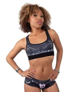 Scummy Bears RESTRAINED (GOTH AF) - SPORTS BRA (BLACK)