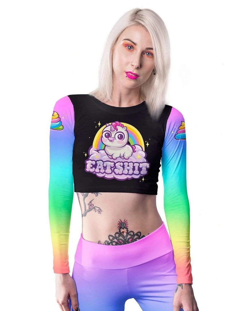 SCUMMY BEARS X MSEASY - EAT SHIT - LONG SLEEVE CROP TOP 3 SCUMMY BEARS X MSEASY - EAT SHIT - LONG SLEEVE CROP TOP