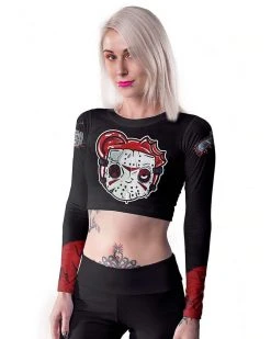 TOPS FIGURE X SCUMMY BEARS - JASON - LONG SLEEVE CROP TOP