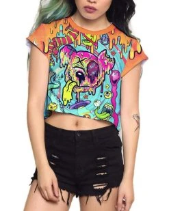 LIQUID STRANGER X SCUMMY BEARS - WEIRD & WONDERFUL - CROP TEE