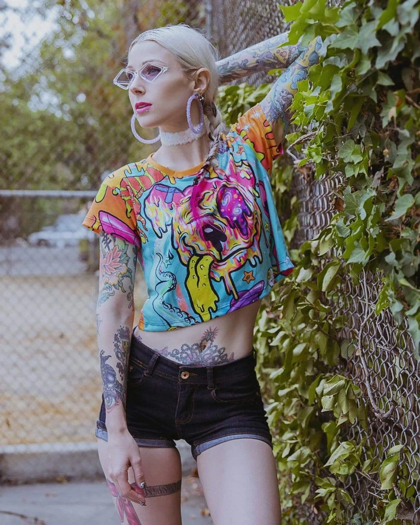 LIQUID STRANGER X SCUMMY BEARS - WEIRD & WONDERFUL - CROP TEE 5 LIQUID STRANGER X SCUMMY BEARS - WEIRD & WONDERFUL - CROP TEE