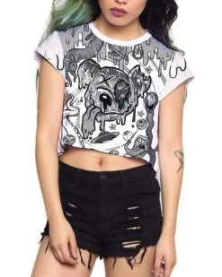 CLOTHES AND STUFF LIQUID STRANGER X SCUMMY BEARS - WEIRD & WONDERFUL (NIGHT) - CROP TEE