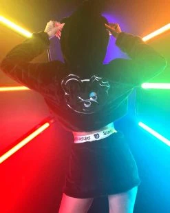 Scummy Bears OISHI - BEAR METAL - FUZZY THINGZZ CROP HOODIE (BLACK) CLOTHES AND STUFF