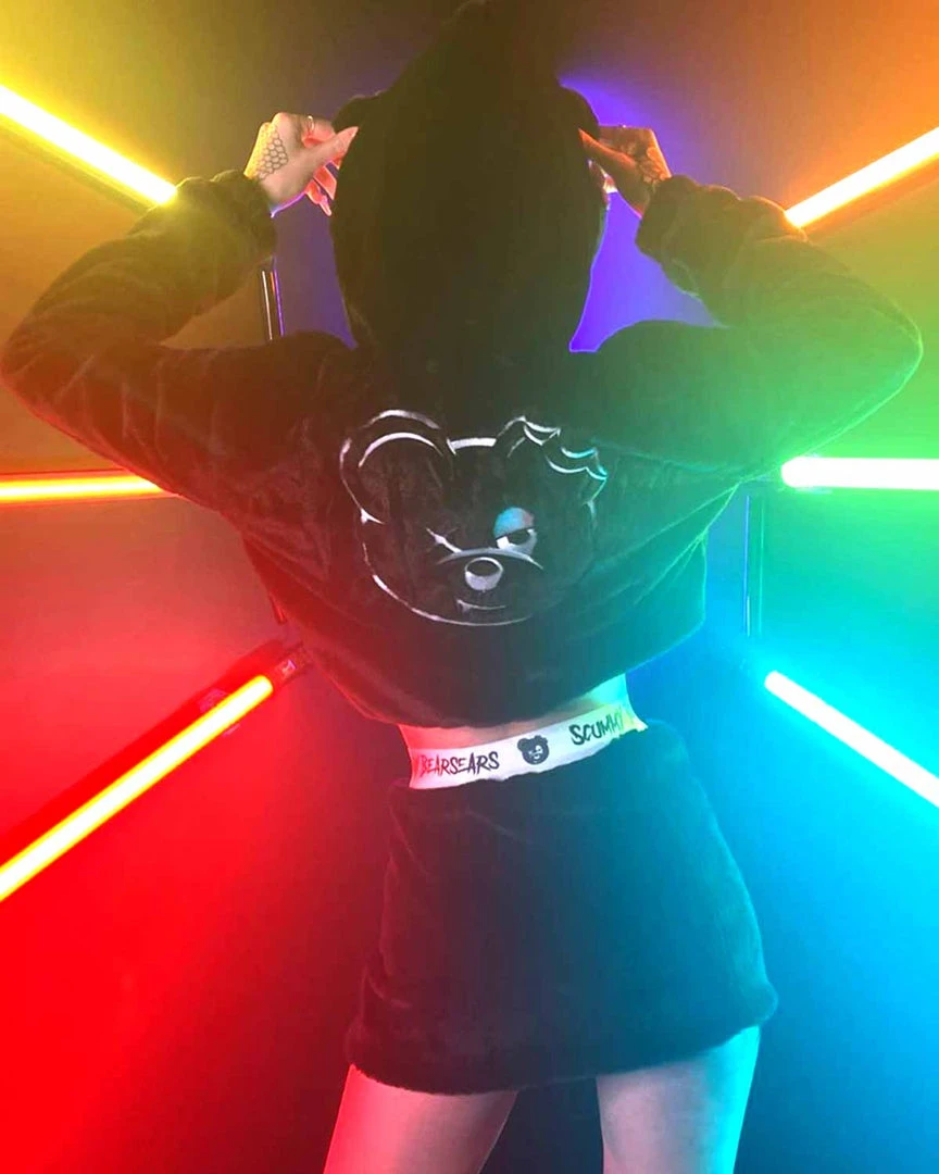 Scummy Bears OISHI - BEAR METAL - FUZZY THINGZZ CROP HOODIE (BLACK) CLOTHES AND STUFF 4 Scummy Bears OISHI - BEAR METAL - FUZZY THINGZZ CROP HOODIE (BLACK) CLOTHES AND STUFF