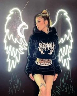 Scummy Bears OISHI - BEAR METAL - FUZZY THINGZZ CROP HOODIE (BLACK) CLOTHES AND STUFF 9 Scummy Bears OISHI - BEAR METAL - FUZZY THINGZZ CROP HOODIE (BLACK) CLOTHES AND STUFF