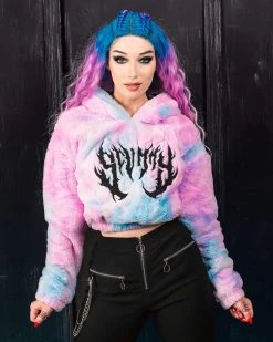 Scummy Bears OISHI - BEAR METAL - FUZZY THINGZZ CROP HOODIE (BLUNICORN)