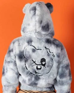 Scummy Bears OISHI - BEAR METAL - FUZZY THINGZZ CROP HOODIE (OBSIDIAN) CLOTHES AND STUFF