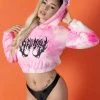 Scummy Bears OISHI - BEAR METAL - FUZZY THINGZZ CROP HOODIE (STRAWBERRY SHERBET)