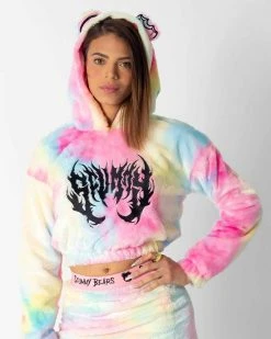 Scummy Bears OISHI - BEAR METAL - FUZZY THINGZZ CROP HOODIE (UNICORN)