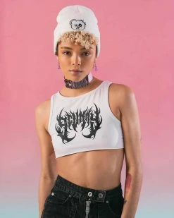 Scummy Bears OISHI - BEAR METAL (WHITE) - SHORT CROP TANK CLOTHES AND STUFF