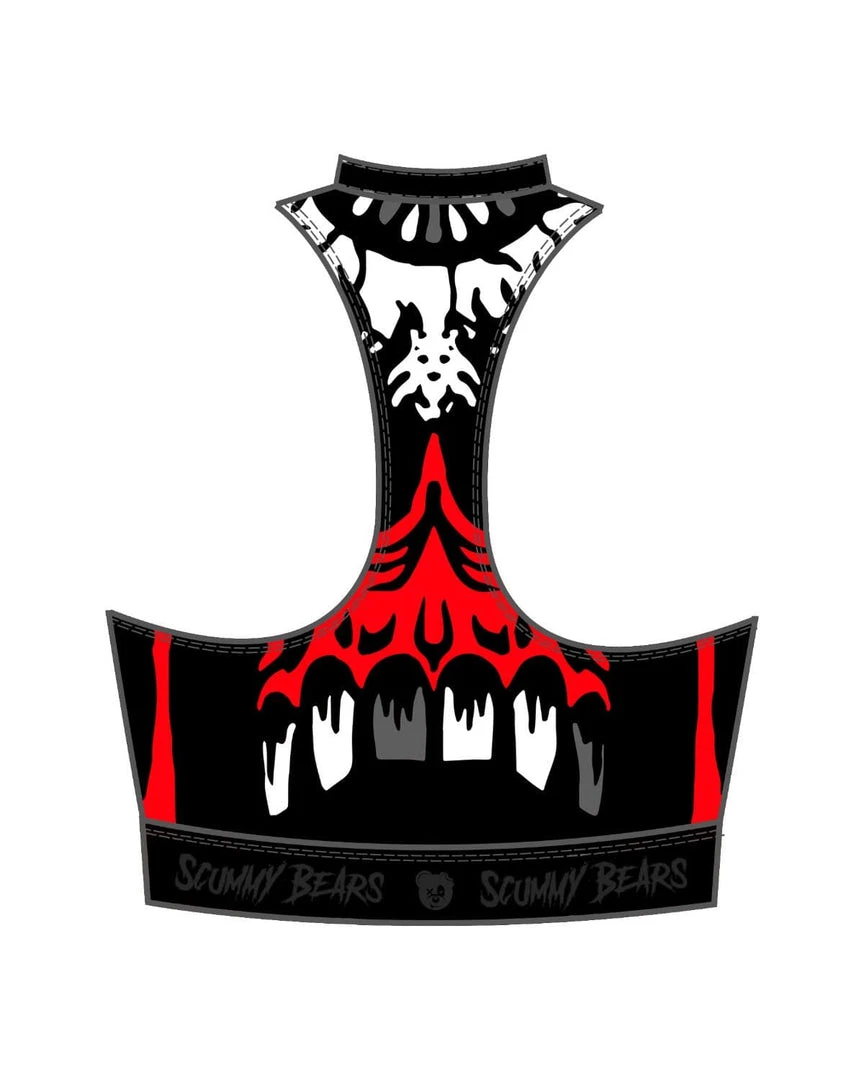 Scummy Bears POPSISKULLS - BLOODY RED - ZIPPERED SPORTS BRA 4 Scummy Bears POPSISKULLS - BLOODY RED - ZIPPERED SPORTS BRA