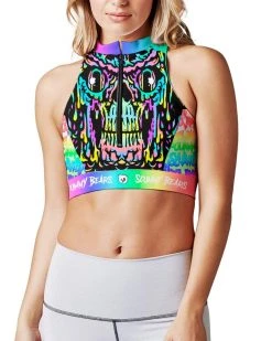 Scummy Bears CLOTHES AND STUFF POPSISKULLS - UNICORN TWIST - ZIPPERED SPORTS BRA