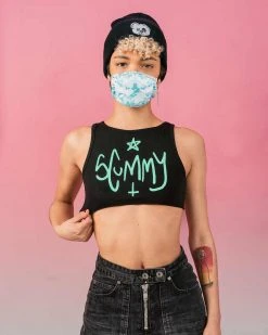 Scummy Bears SCUMMY DOODLE (BLACK) - SHORT CROP TANK