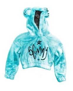 Scummy Bears SCUMMY DOODLE - FUZZY THINGZZ CROP HOODIE (ICE BLUE)