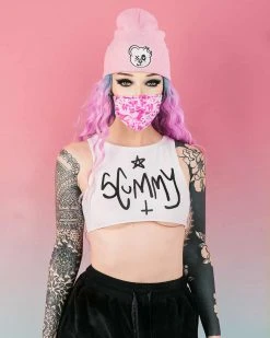 Scummy Bears SCUMMY DOODLE (WHITE) - SHORT CROP TANK