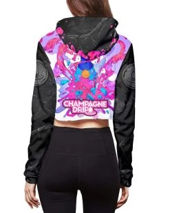 CHAMPAGNE DRIP X SCUMMY BEARS - BOTTLE DROP (NIGHT CLUB) - CROP HOODIE TOPS